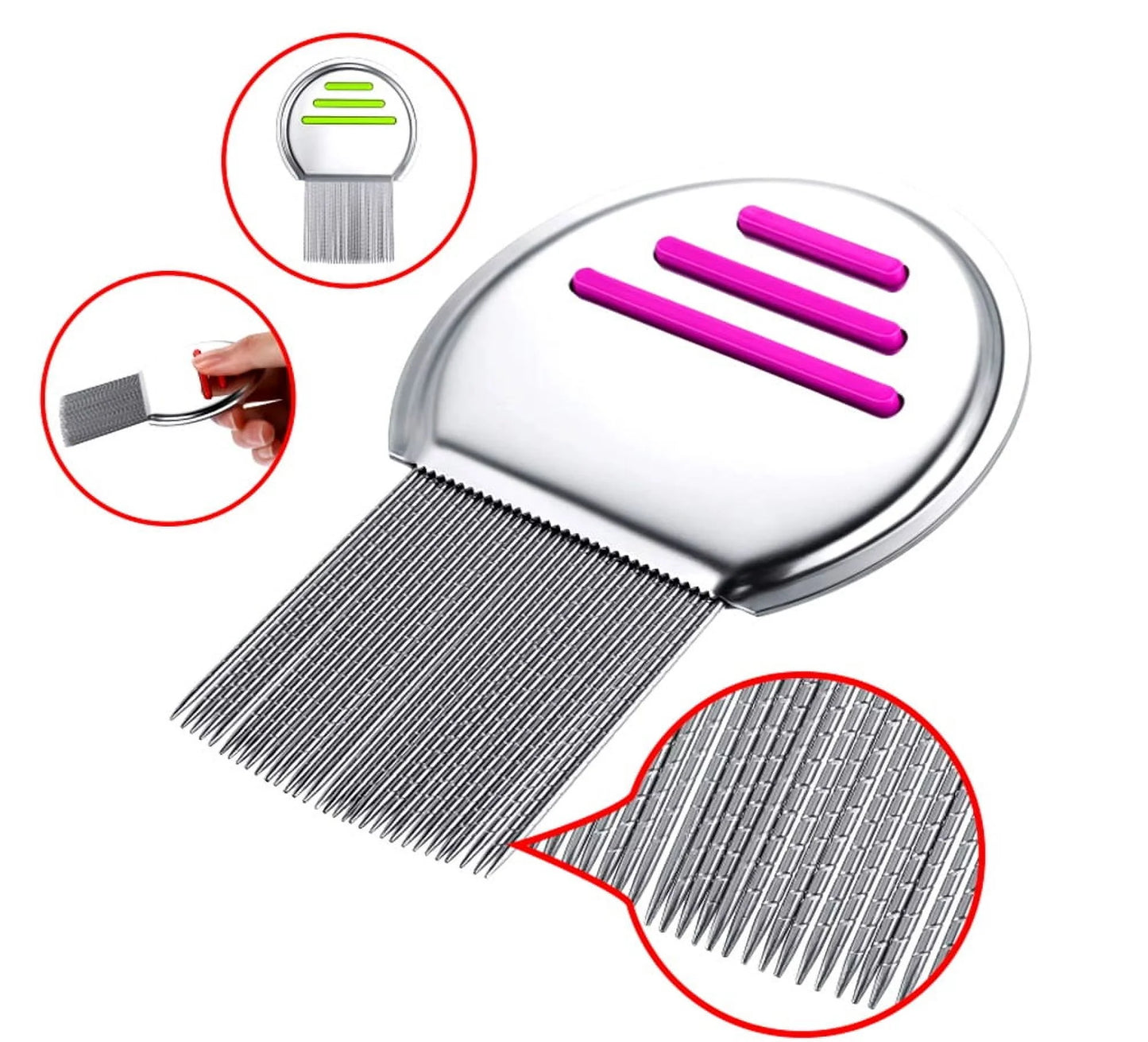 2-Pack Flea & Lice Comb for Dogs & Cats – Stainless Steel Grooming Tool for Tear Stain Removal & Dematting, Ideal for All Pet Sizes