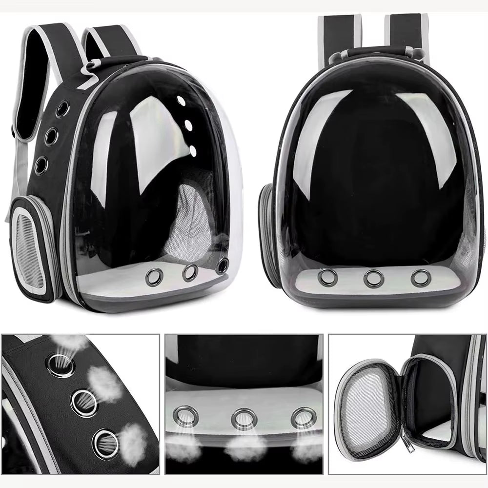 Cat Pet Carrier Backpack - Transparent Capsule Bubble Design, Breathable for Small Animals (Puppy/Kitty/Bird), Ideal for Travel