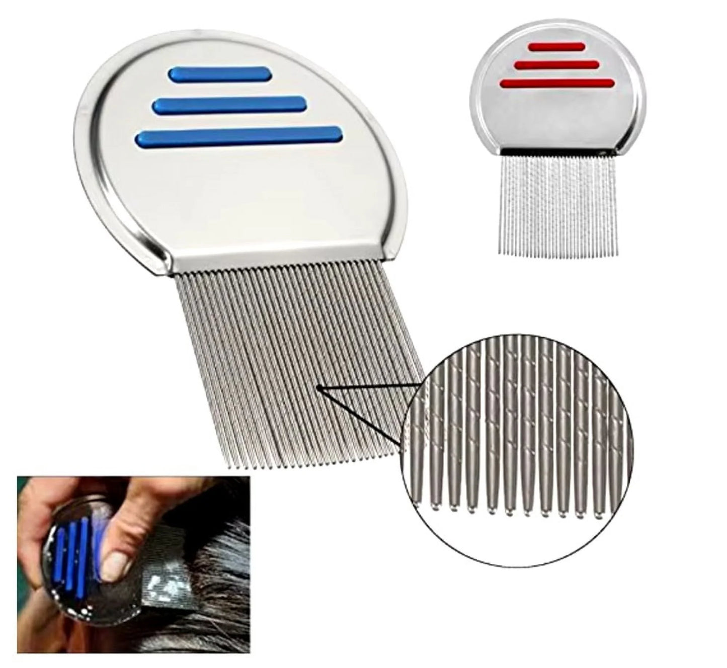 2-Pack Flea & Lice Comb for Dogs & Cats – Stainless Steel Grooming Tool for Tear Stain Removal & Dematting, Ideal for All Pet Sizes