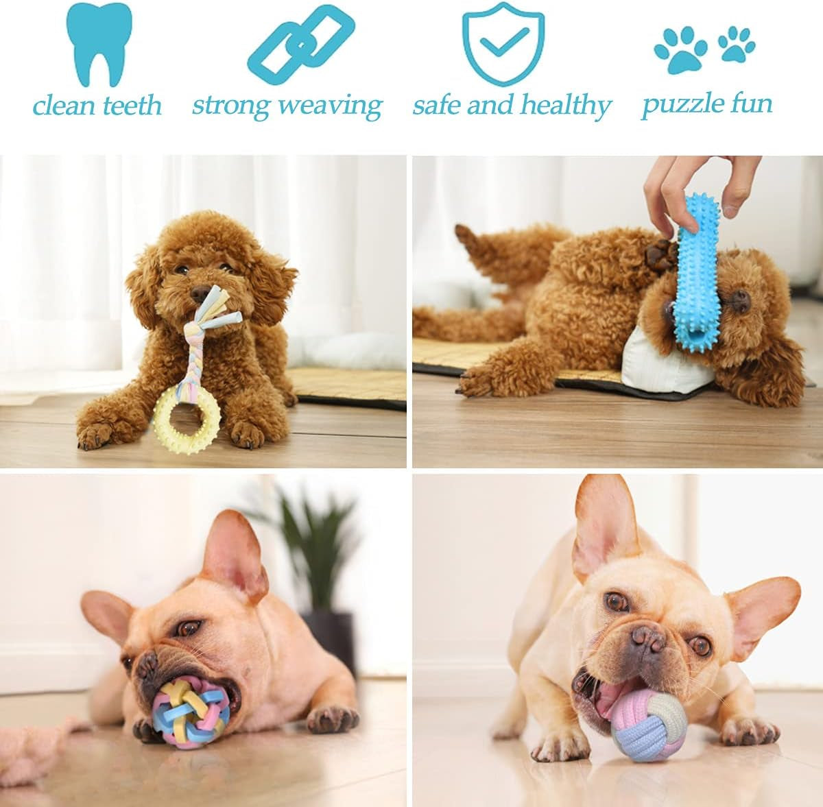 Puppy Chew Toys for Teething Puppy Teeth Cleaning, Interactive Tug Toys & Storage Basket