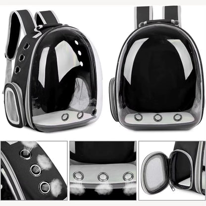 Cat Pet Carrier Backpack - Transparent Capsule Bubble Design, Breathable for Small Animals (Puppy/Kitty/Bird), Ideal for Travel
