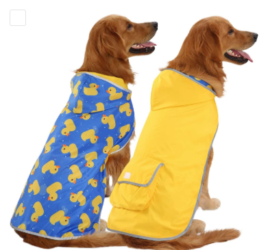 Reversible Hooded Dog Raincoat – Yellow Duck Design